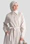 Linen Dress with Embroidery Detail Beige - 6