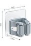 Four-piece self-adhesive wall-mounted broom holder, mop holder, and wall-mounted broom hook set; no drilling required; includes broom clip; gray. - 2