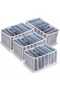 A four-piece denim storage box set, including wardrobe organizers, denim storage boxes, and mesh drawer dividers, suitable for clothing and trousers.