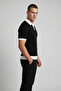 Black Polo Collar Buttoned Short Sleeve Men's T-Shirt - 3