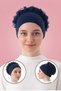 Seamless Ruffled Combed Cotton Bonnet Navy Blue - All-Day Comfort, Voluminous Hijab Bonnet