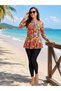 Women’s One-Piece Modest Swimsuit with Attached Full-Length Leggings, Floral Long-Sleeve Swim Dress and Front Zipper - 3
