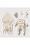 Velvet Jumpsuit, Knitwear, Swaddle, Pacifier Holder, Hat and Gloves, 5-Piece Baby Girl Set