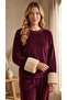Women's Plus Size Plush Fur Cuffed Velvet Pajama Set Home Wear (M-5Xl Options) - 2