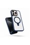 Apple iPhone 16 Pro Compatible Case with Metal Stand Silicone Case Navy Blue - 2