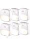 LED night light with motion sensor, 6-pack night lights with motion sensor and battery, self-adhesive stair closet lighting, warm white
