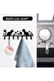 Black wall-mounted key rack with 7 hooks; decorative design; suitable for hallways, entrances, living rooms, etc. - 3