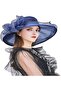 Foldable summer floral hat, dark blue, wide lace, perfect for a beach vacation. - 5