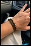 Brown Braided Double Row Metal and Wood Detailed Men's Bracelet - 2