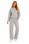 Women's winter fleece-lined crew neck wide leg tracksuit set - grey melange - 101