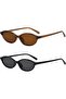 Two-piece set - Retro oval women's sunglasses, narrow-frame sunglasses - 5