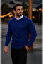 Men's Basic Winter Long Navy Blue Sweater