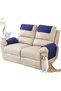 Armchair Recliner Armrest Cover Quilted with Pockets Double Seat Waterproof Non-Slip Sofa Cover Pet Dog Protective Blue