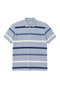 Men's Large Size Ice Blue Thin Striped Pique T-Shirt 3Xl-4Xl-5Xl-6Xl - 4