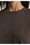 Regular Fit Round Neck Plain Women's Brown Short Sleeve T-Shirt - 4