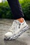 Zrk-X02 Premium Zippered Lace-Up Crocodile White Newspaper Men's Sneaker - 4
