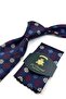 Navy Blue Plum Motif Pattern Classic Tie with Handkerchief Kk13941 - 2