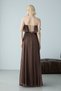 Brown Strapless Flounced Slit Chiffon Evening Dress - 7