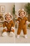 Baby Boy Velvet Cosmonaut Jumpsuit Welsoft Lined Hooded Winter Jumpsuit with Ears Unisex - 2