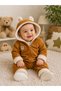 Baby Boy Velvet Cosmonaut Jumpsuit Welsoft Lined Hooded Winter Jumpsuit with Ears Unisex