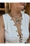 Women's White Color V-Neck Low-Cut Buttoned Lined Body Blouse - 7