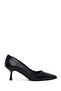 Women's Black Thin Heeled Leather Stiletto Af200020Dv