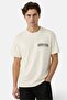 Men Crew Neck Short Sleeve Brand Logo T-Shirt, Cream
