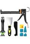 Professional Grout Gun Kit with Removal Tool & Putty Knife-5-In-1 Bathroom Grouting Set