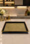 Moon Black Gold Detailed Decorative Gold Glitter Luxury Presentation and Serving Tray 41X29 cm