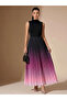 Black Ombre Pleated A-Line Maxi Dress - 5