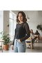 Women's Clothing Lycra Tulle Polka Dot Long Sleeve Black Color Blouse Bb2776 - 5