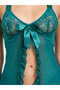 Dark Green Lace Ruffle Babydoll with Brief - 2