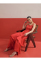 Red Embroidered Top And Layered Sharara Pants Co-Ord Set - 2