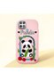 Oppo A15 Compatible Case Camera Protector Pink Silicone Couple Phone Case Panda Patterned