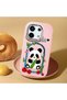 Poco X6 5g Compatible Case with Camera Protector Pink Silicone Couple Phone Case with Panda Pattern - 2
