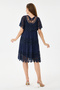 Navy Blue Italian Sequin Embroidered Lace Lined Silk Dress 38 - 44 Sizes - 5