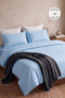 Cotton Duvet Cover Set 4 Pieces Striped Satin Duvet Cover Set Light Blue |   Hotel Bedding