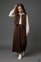 Brown Girl's Zero Sleeve Vest Shirt Collar Dress Set 24752