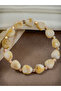 Minimal Chalcedony Natural Stone Balance Bracelet with Amorphous Rock Cut Gold Cube Apparatus - 3
