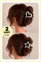 Set of 2 Colorful Star & Heart Hair Clips Imported Lotus Hair Clip Set, Shiny Acrylic Hair Clip