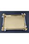 Figured, Metal-Handled, Stainless Steel Rectangular Tray Luxury Presentation Tray Light Gold-Silver - 6