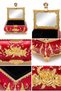 Red Color Embossed Embroidered Vintage Mirrored Jewelry Box - 4