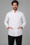Men's Judge Collar Long Sleeve Snap Fastener Jacket Oversized White Alpaca Fabric Doctor and Teacher Coat