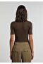 Slim Fit Women's Brown T-Shirt - 2