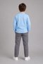 Tr Unisex Children's Polo Collar Long Sleeve Cotton School T-Shirt Baby Blue - 2