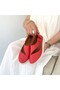 Cower Red Genuine Leather Ballerina Shoes - 4