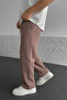 Men's Brown Baggy Sweatpants 3 Thread Oversize Straight Leg with Back Pockets (Original Quality) - 6