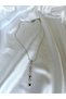 Women's Silver Color Stone Starry Steel Y Necklace - 2