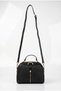 Front Zippered Hand and Shoulder Bag Black Straw Arm180 - 4