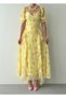 Women's Sari Floral Patterned Chiffon Sweetheart Neck Gathered Flounce Midi Dress - 2